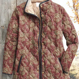 Berit™ | Quilted Jacket with Flowers in Rust Red