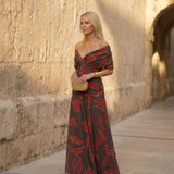Poppy | Elegant Leaf-Print Dress