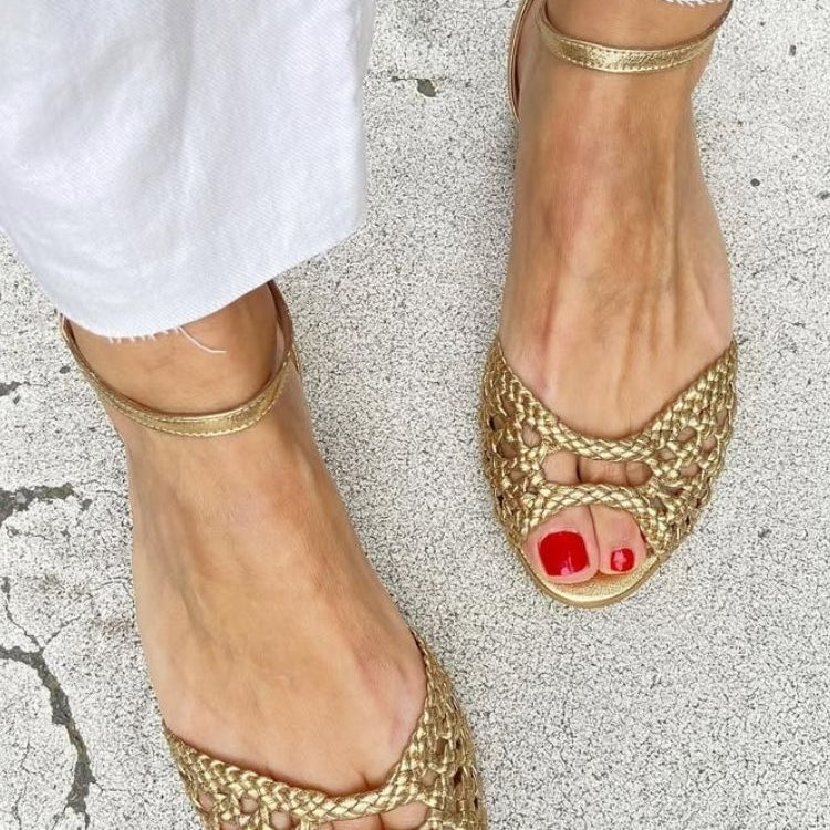 Isadora | Gold Woven Sandals