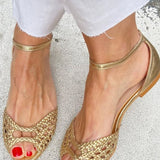 Isadora | Gold Woven Sandals