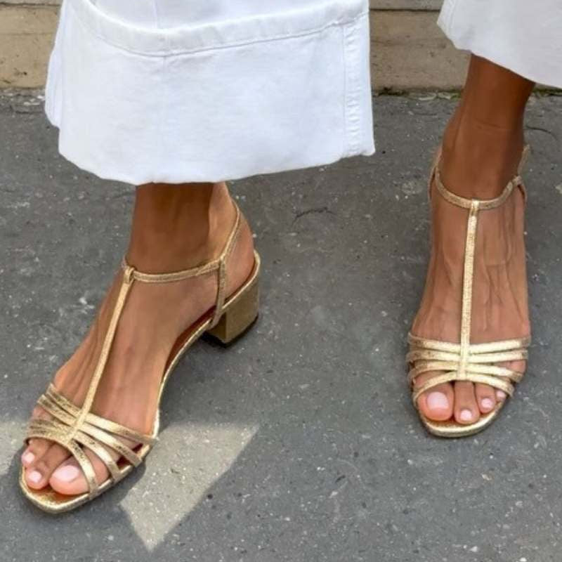 Allegra | Gold Sandals: Everyday Elegance