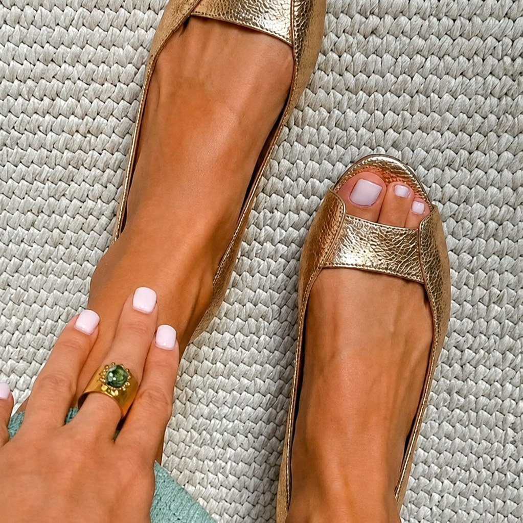 Adelina |  Comfort-Chic Gold Sandals